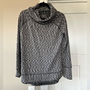 Andrew Marc Black and White Cowl Neck Sweater with Textured Knit